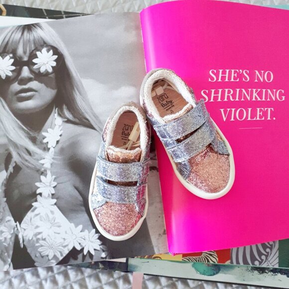 NWOT Zara Baby rose gold, gold & silver shiny glitter effect sneakers - Picture 4 of 15